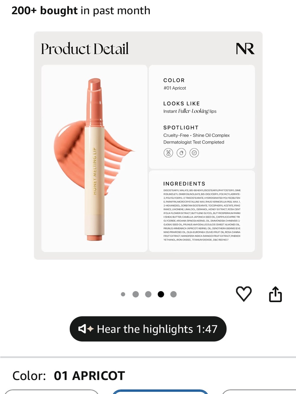 Nature Republic Honey Melting Lip Balm — apricot NIB - Picture 3 of 8